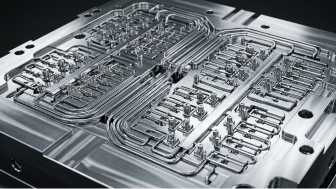 144-cavity high-precision preform mold detail.