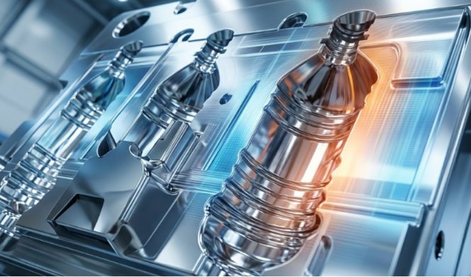 Precision steel blow mold with thermal mapping.